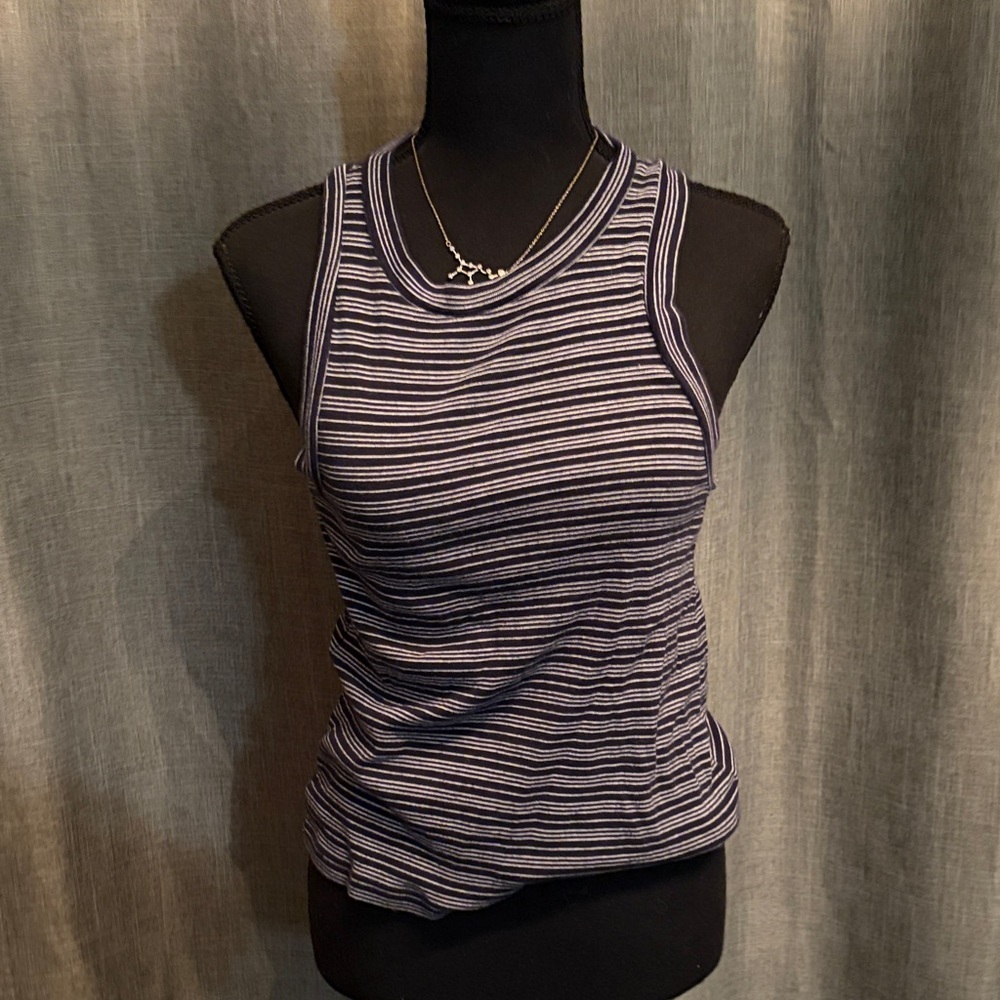 Madewell Navy and White Striped Ribbed Tank - Women